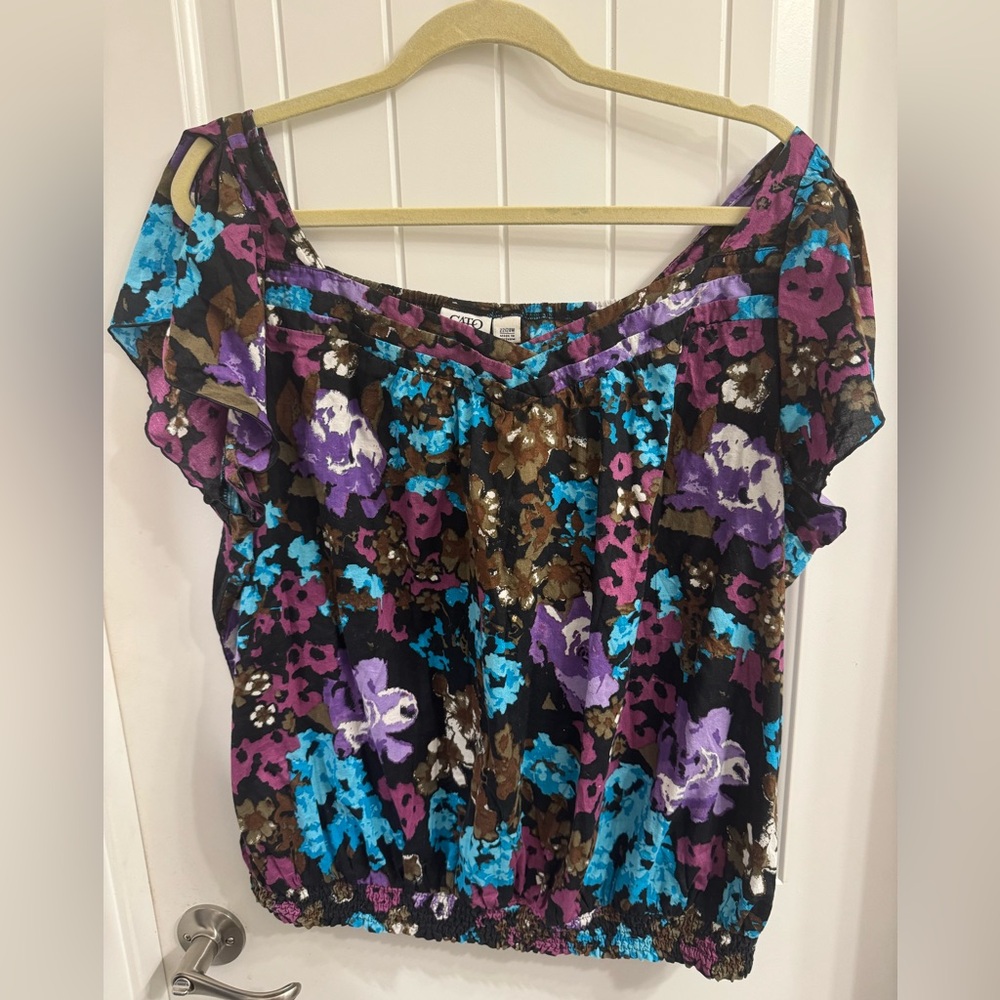 Cato Plus Size 22/24 Multicolor Floral Crop Top